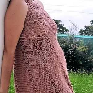 Maia Crochet Dress handmade - βαμβάκι, mini, αμάνικο, φλοράλ, γάμου - βάπτισης - 5