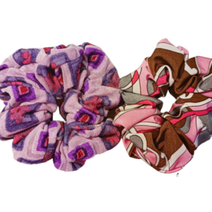Σετ 2 χειροποίητα scrunchies - λαστιχάκια - αξεσουάρ μαλλιών "pink & purple" - ύφασμα, λαστιχάκια μαλλιών