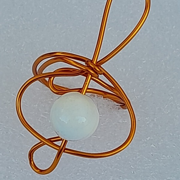 Δαχτυλίδι Χειροποίητο κλειδί του ΣΟΛ ημιπολύτιμοι λίθοι Λευκός Όνιχας ρυθμιζόμενο δαχτυλίδι, μέταλλο Χαλκός με ειδική αντιαλεργική επίστρωση - ημιπολύτιμες πέτρες, χαλκός, κρεμαστά, γάντζος