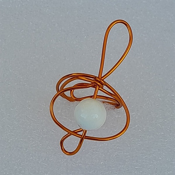 Δαχτυλίδι Χειροποίητο κλειδί του ΣΟΛ ημιπολύτιμοι λίθοι Λευκός Όνιχας ρυθμιζόμενο δαχτυλίδι, μέταλλο Χαλκός με ειδική αντιαλεργική επίστρωση - ημιπολύτιμες πέτρες, χαλκός, κρεμαστά, γάντζος - 2