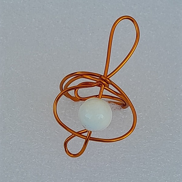Δαχτυλίδι Χειροποίητο κλειδί του ΣΟΛ ημιπολύτιμοι λίθοι Λευκός Όνιχας ρυθμιζόμενο δαχτυλίδι, μέταλλο Χαλκός με ειδική αντιαλεργική επίστρωση - ημιπολύτιμες πέτρες, χαλκός, κρεμαστά, γάντζος - 3