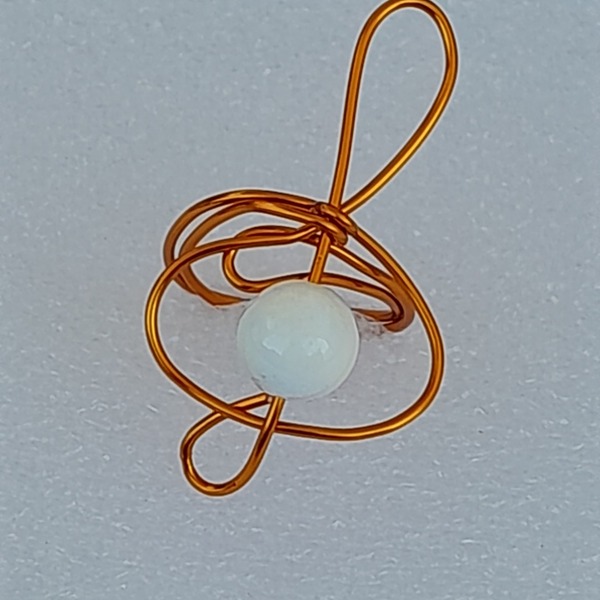Δαχτυλίδι Χειροποίητο κλειδί του ΣΟΛ ημιπολύτιμοι λίθοι Λευκός Όνιχας ρυθμιζόμενο δαχτυλίδι, μέταλλο Χαλκός με ειδική αντιαλεργική επίστρωση - ημιπολύτιμες πέτρες, χαλκός, κρεμαστά, γάντζος - 4