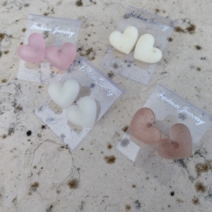 "Hearts" καρφωτά σκουλαρίκια από υγρό γυαλί (small) - γυαλί, καρφωτά, μικρά, ατσάλι, καρφάκι