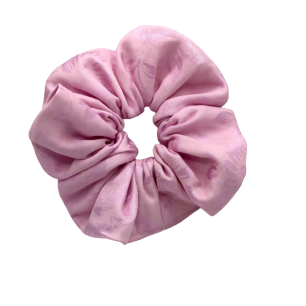Υφασμάτινο λαστιχάκι scrunchie pink flowers - ύφασμα, κορίτσι, για τα μαλλιά, λαστιχάκια μαλλιών