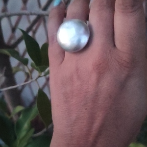 Δαχτυλίδι στρογγυλό πομπέ - ορείχαλκος, boho, μεγάλα, αυξομειούμενα, φθηνά - 2