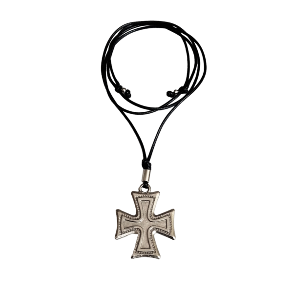 Μαλτέζικος σταυρός, μαύρο snake cord, 46εκ. - κολιέ, κορδόνια, δώρα για άντρες, σταυροί