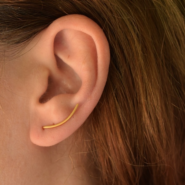 Μικρό wire ear climber από ασήμι 925 - επιχρυσωμένα, ασήμι 925, μικρά - 2