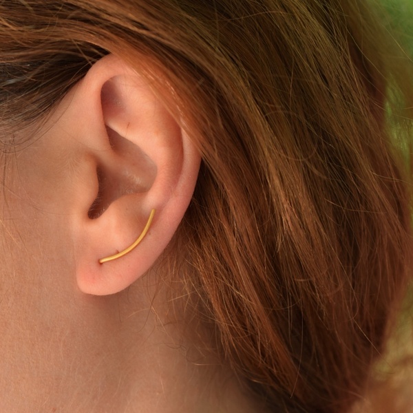 Μικρό wire ear climber από ασήμι 925 - επιχρυσωμένα, ασήμι 925, μικρά - 3