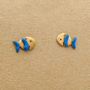 Σκουλαρίκια Ψαράκια με Σμάλτο Ασήμι 925 - ασήμι 925, σμάλτος, ψάρι, καρφωτά, μικρά - 3