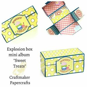 Άλμπουμ φωτογραφιών σε κουτί έκπληξη "Sweet treats" - άλμπουμ, γλυκά, για φωτογραφίες, scrapbooking - 5