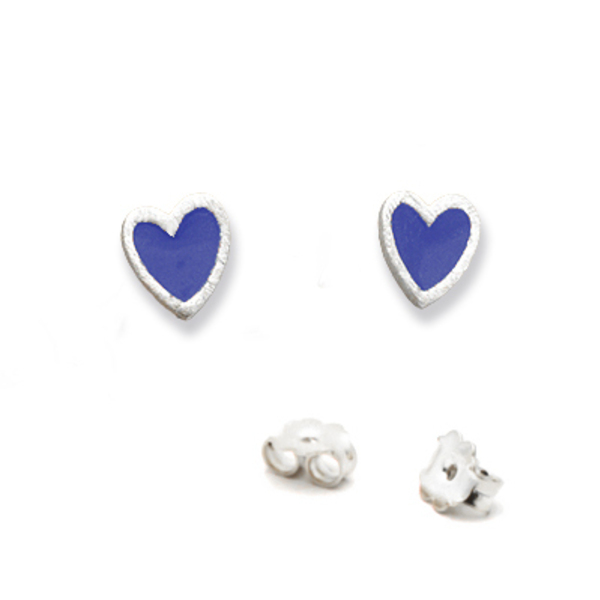 Σκουλαρίκια Καρδιές με Σμάλτο Ασήμι 925 - ασήμι 925, σμάλτος, καρδιά, καρφωτά, μικρά