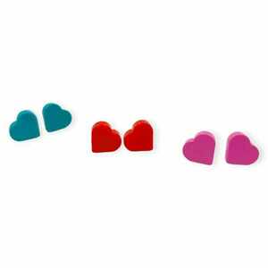 Καρφωτά σκουλαρίκια καρδιά - πλαστικό, καρδιά, καρφωτά, αγ. βαλεντίνου - 2