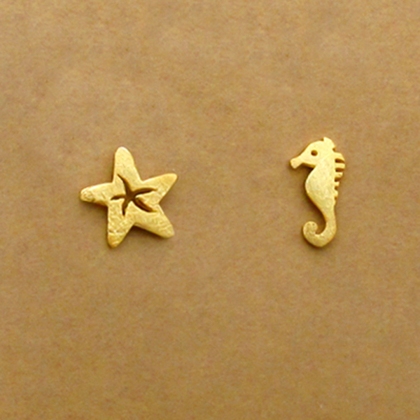 Σκουλαρίκια Αστερίας με Ιππόκαμπο Ασήμι 925 - ασήμι 925, καρφωτά, μικρά, αστερίας - 4