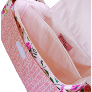 Σετ θήκη - τσάντα - οργανωτής καροτσιού και θήκη - νεσεσέρ για μωρομάντηλα και πάνες "pink flowers" - κορίτσι, δώρα για βάπτιση, σετ δώρου, δώρο για βάφτιση - 5