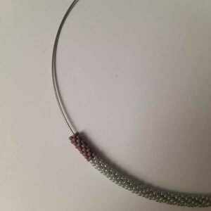 Κολιέ "Tube" - χάντρες, κοντά, ατσάλι, seed beads, μενταγιόν - 3
