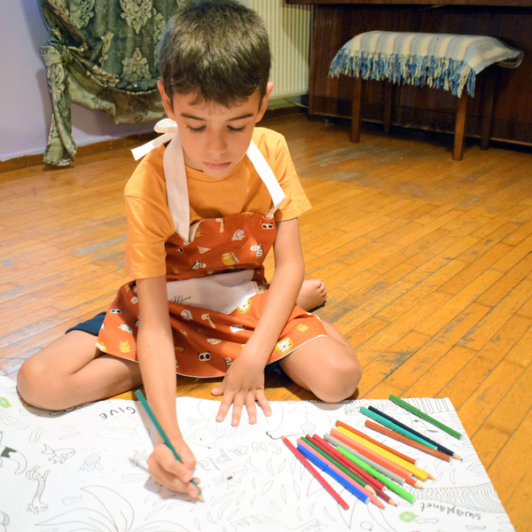 Χειροποίητη Παιδική Υφασμάτινη Ποδιά Για Ζωγραφική - κορίτσι, αγόρι - 2