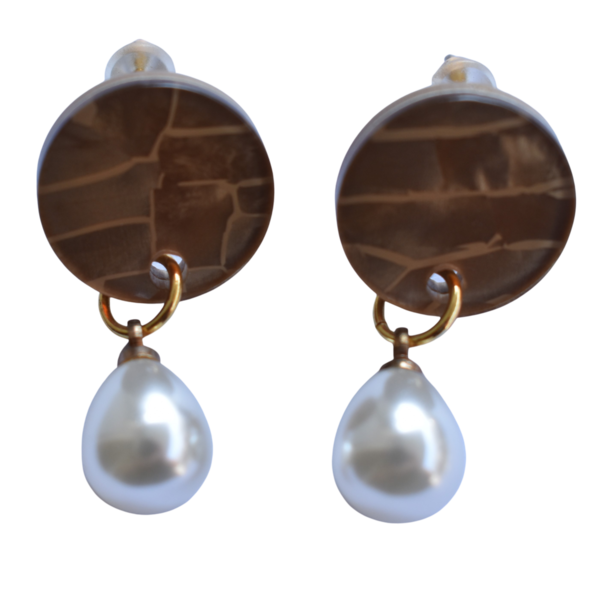 Σκουλαρίκια με μικρή τεχνητή πέρλα και plexy glass στοιχείο - καρφωτά, μικρά, plexi glass, πέρλες, faux bijoux