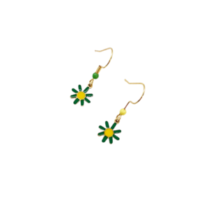 Σκουλαρίκια κρεμαστά ατσάλινα με μαργαρίτες - λουλούδι, μικρά, ατσάλι, κρεμαστά, γάντζος - 3