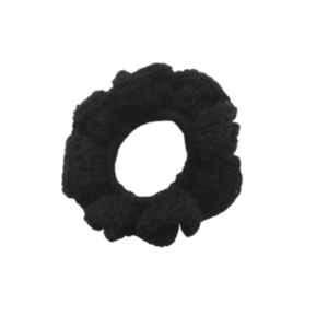 Πλεκτό scrunchie από βαμβακερό νήμα σε μαύρο χρώμα - νήμα, λαστιχάκια μαλλιών