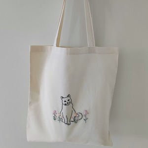Κεντημένη πάνινη τσάντα "γάτα" - 37x41 εκ. - ύφασμα, ώμου, all day, πάνινες τσάντες, φθηνές - 3