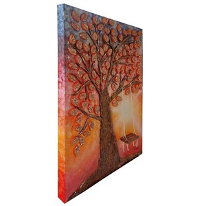 3D πίνακας ζωγραφικής Δέντρο με κούνια από πηλό, πάνω σε καμβά 60x80x4cm - πίνακες & κάδρα, πίνακες ζωγραφικής, δέντρο - 2