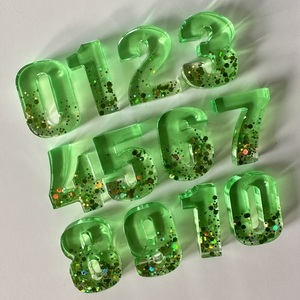 Αριθμοί πρασινο γκλιτερ - εποξική ρητίνη