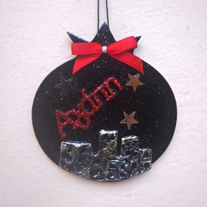 Ξύλινο ρόδι κρεμαστό ''Η Αγάπη πάνω από την πόλη'' - ρόδι, διακοσμητικά, χριστουγεννιάτικα δώρα, γούρια - 5