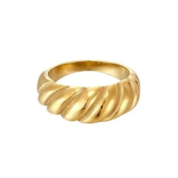 Ατσάλινο χρυσό δαχτυλίδι - επιχρυσωμένα, βεράκια, ατσάλι, σταθερά