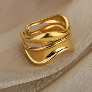Δαχτυλίδι Wave χρυσό ανοιγόμενο ατσάλι - επιχρυσωμένα, βεράκια, ατσάλι, αυξομειούμενα - 2