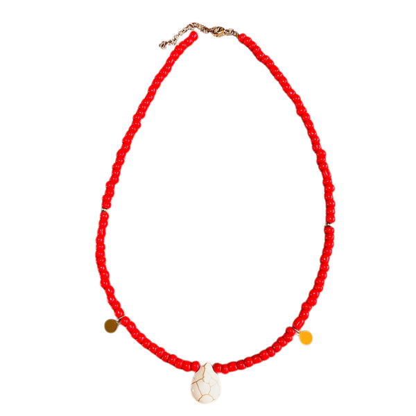 Res necklace - ημιπολύτιμες πέτρες, charms, κοντά, ατσάλι, boho