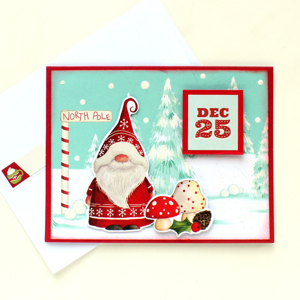 Χριστουγεννιάτικη ευχετήρια κάρτα με 3d στοιχεία "Dec 25" - χαρτί, άγιος βασίλης, ευχετήριες κάρτες - 2