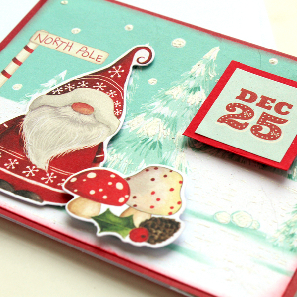 Χριστουγεννιάτικη ευχετήρια κάρτα με 3d στοιχεία "Dec 25" - χαρτί, άγιος βασίλης, ευχετήριες κάρτες - 3