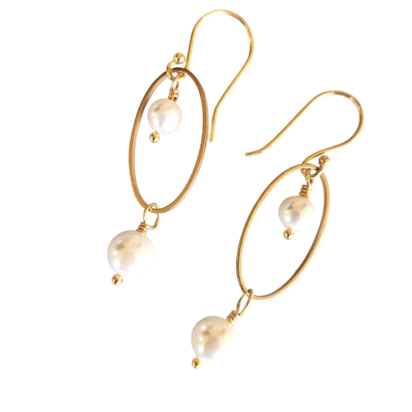 Κρεμαστά σκουλαρίκια με λευκές πέρλες Majorca - ασήμι, ημιπολύτιμες πέτρες, ατσάλι, κρεμαστά, γάντζος