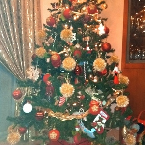 Πλεκτή χρυσή μπάλα χριστουγεννιάτικη - νήμα, στολίδια, δέντρο, μπάλες - 3