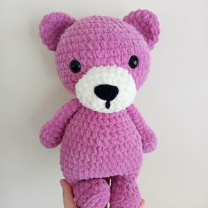 Πλεκτό κουκλάκι αρκουδάκι amigurumi ροζ 38εκ. - λούτρινα, αρκουδάκι, δώρο γέννησης - 2