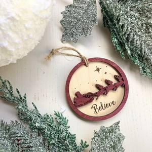 Ξύλινο Χριστουγεννιάτικο Κρεμαστό Στολίδι - Δώρο - Άγιος Βασίλης - Δέντρο - Διακοσμητικό - ξύλο, άγιος βασίλης, στολίδια, δέντρο, μπάλες - 4