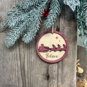 Ξύλινο Χριστουγεννιάτικο Κρεμαστό Στολίδι - Δώρο - Άγιος Βασίλης - Δέντρο - Διακοσμητικό - ξύλο, άγιος βασίλης, στολίδια, δέντρο, μπάλες - 5