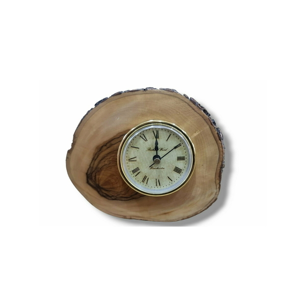 Επιτραπέζιο ξύλινο ρολόι από ξύλο ελιάς 14cm - ξύλο, αναμνηστικά δώρα