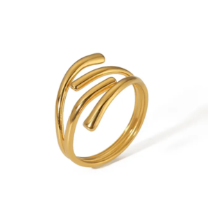 Ατσάλινο Δαχτυλίδι OLIVE σε χρυσό χρώμα αυξομειούμενο μέγεθος-Αντίγραφο - γεωμετρικά σχέδια, ατσάλι, αυξομειούμενα, φθηνά