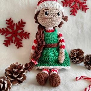 Χειροποίητη πλεκτή κούκλα ξωτικό - crochet, λούτρινα, χριστούγεννα, amigurumi, πλεχτή κούκλα - 3