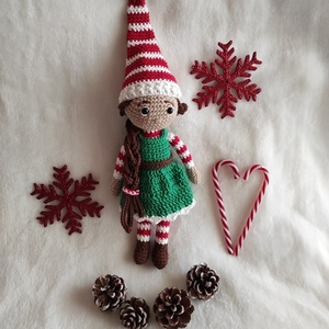 Χειροποίητη πλεκτή κούκλα ξωτικό - crochet, λούτρινα, χριστούγεννα, amigurumi, πλεχτή κούκλα - 4