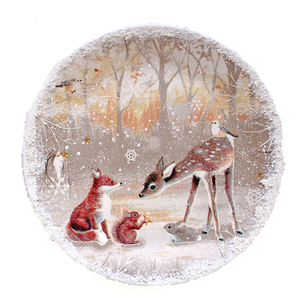 Χριστουγεννιάτικο διακοσμητικό κεραμικό πιάτο τοίχου με τα ζώα του δάσους - πηλός, διακοσμητικά, χριστουγεννιάτικα δώρα, ζωάκια