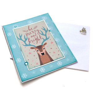 Χριστουγεννιάτικη ευχετήρια κάρτα "Be merry and bright" - χαρτί, scrapbooking, ευχετήριες κάρτες - 3