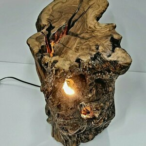 Κορμός ελιάς φωτιστικό σαλονιού-καθιστικού 30cm - ξύλο, πορτατίφ - 3