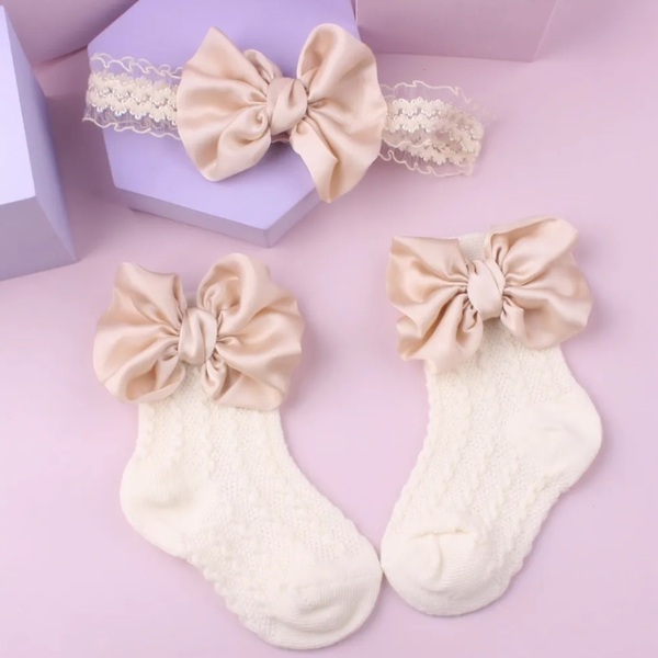 Lace & bows Baby Girl Headband and Socks - κορίτσι, δώρα για μωρά, βρεφικά ρούχα, αξεσουάρ μαλλιών