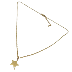 Κολιέ αλυσίδα από ατσάλι με charm ατσάλινο αστεράκι με στρασάκι - charms, επιχρυσωμένα, αστέρι, κοντά, ατσάλι - 2