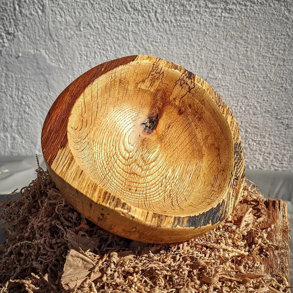 Διακοσμητικό Ξύλινο Μπωλ Live Edge από ξύλο Δρυός - ξύλο, βάζα & μπολ - 3
