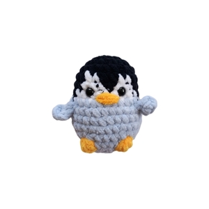 Πλεκτό κουκλάκι πιγκουίνος amigurumi γκρι 13 εκ. - λούτρινα, δώρα για παιδιά, amigurumi