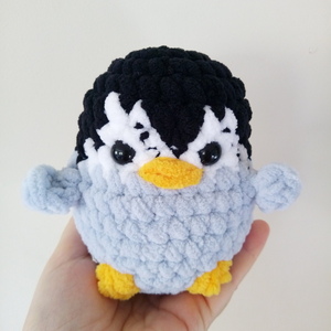 Πλεκτό κουκλάκι πιγκουίνος amigurumi γκρι 13 εκ. - λούτρινα, δώρα για παιδιά, amigurumi - 2