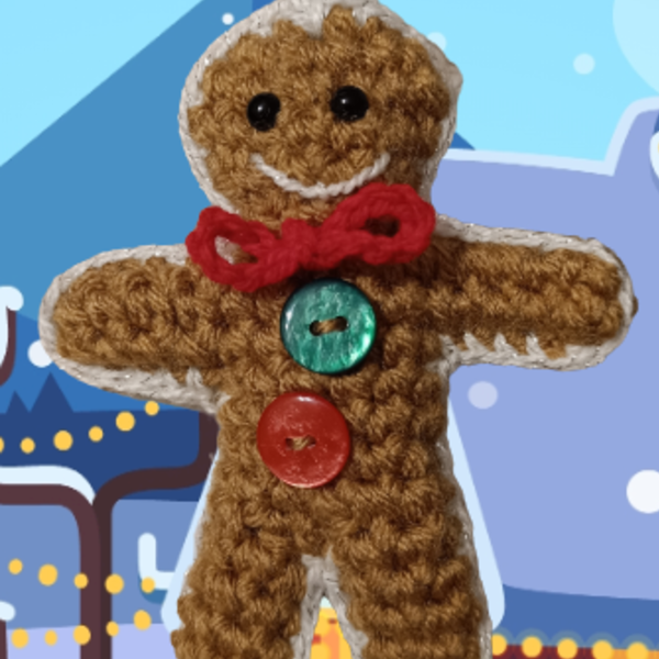 Πλεκτό gingerbread man μπισκοτούλης λούτρινο 12,5εκ. - νήμα, νονά, μπαμπάς, δασκάλα, στολίδια - 2